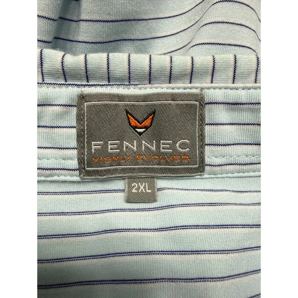 FENNEC Men’s Blue Striped Golf Polo Size 2XL Olde Florida Golf Club Logo